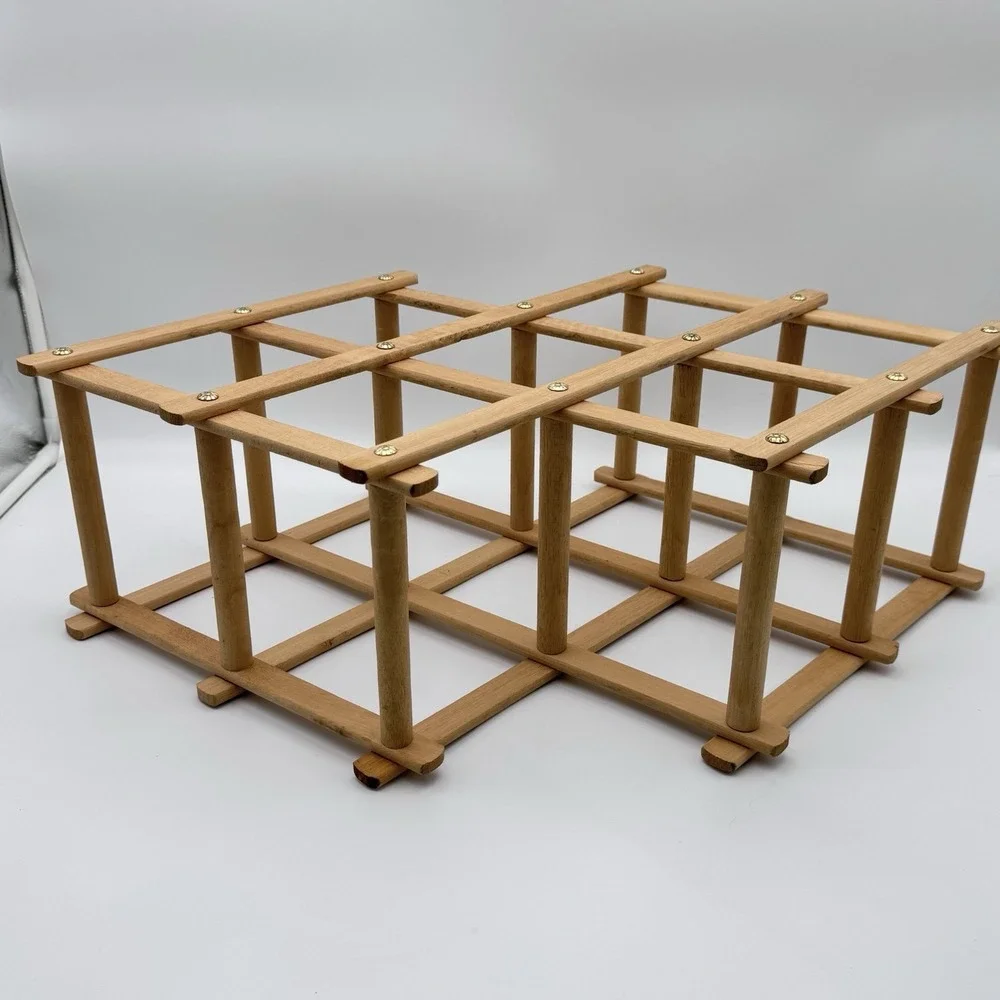 Wood Accordion Wall Rack 14 Hook Expandable Wall Mounted Hanger Retro Grannycore